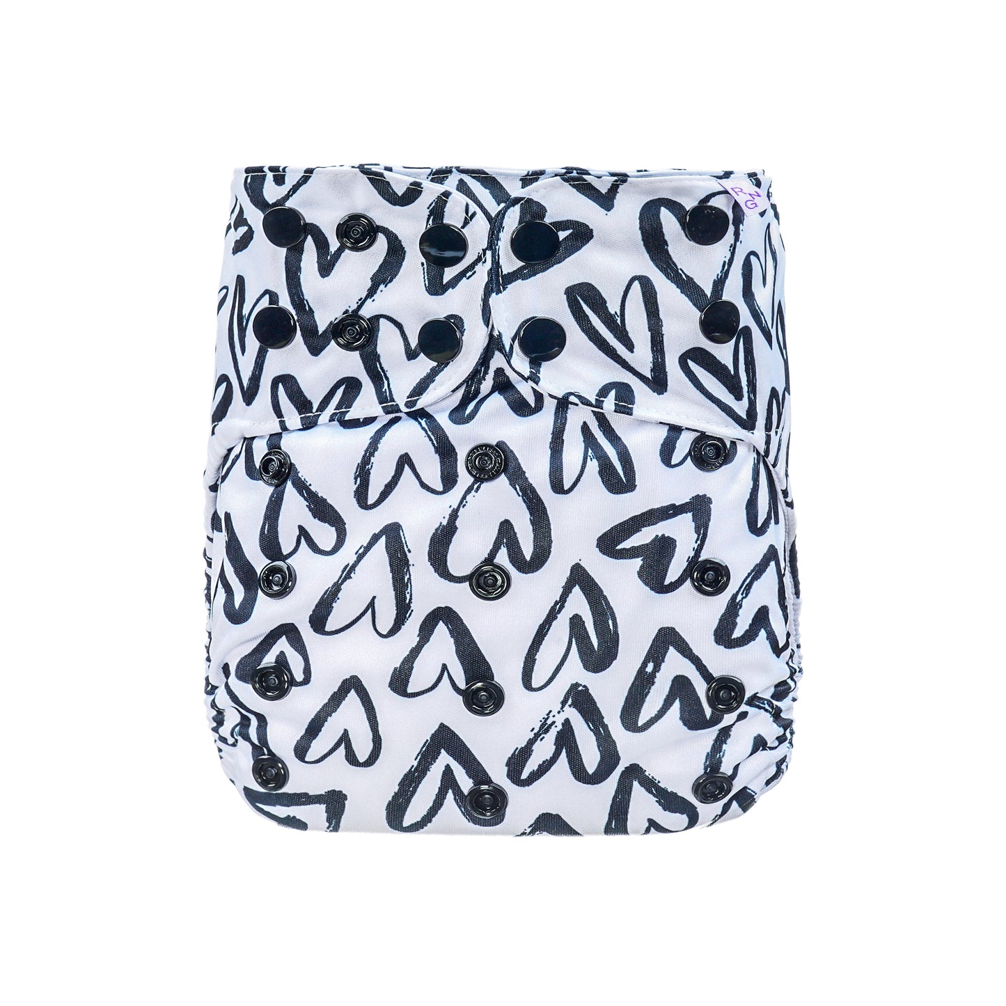 OS POCKET DIAPER SHELL  2025 - BLACK AND WHITE HEARTS